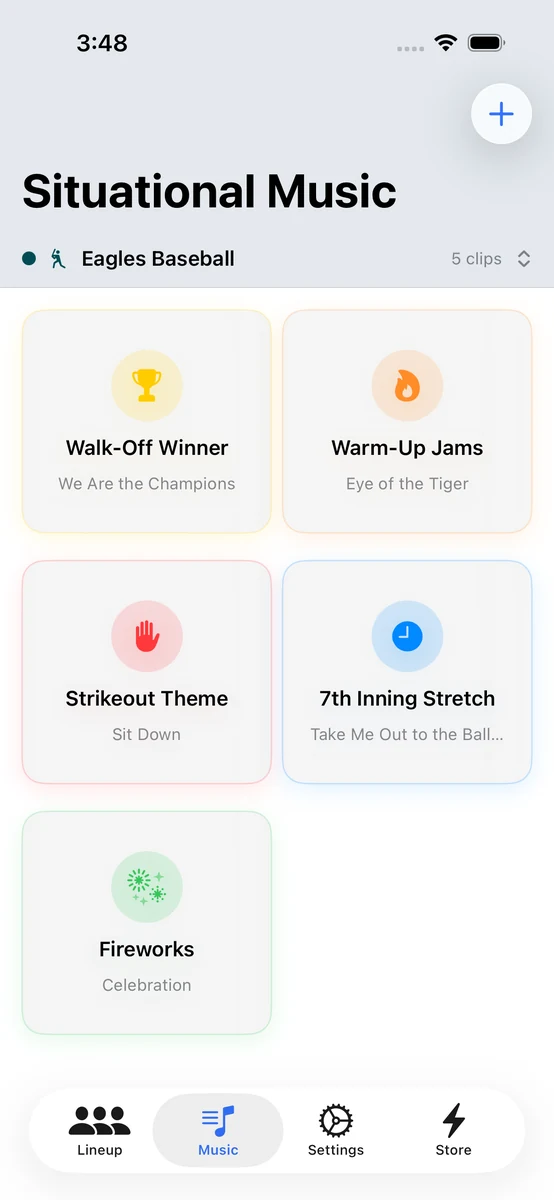 Situational sound effects screen